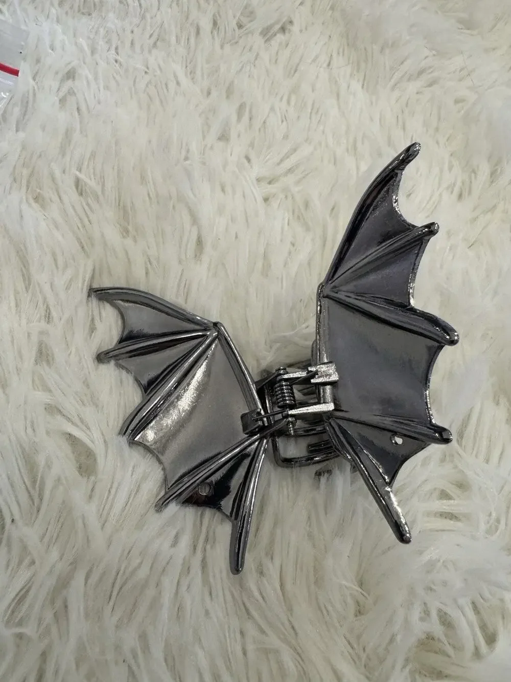 Bat Wing Hair Claw Clip Goth Emo Punk Biker Hair Dark Silver Metal Clip 4”